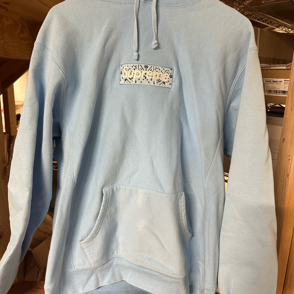 SUPREME BABY BLUE BANDANA BOGO HOODIE